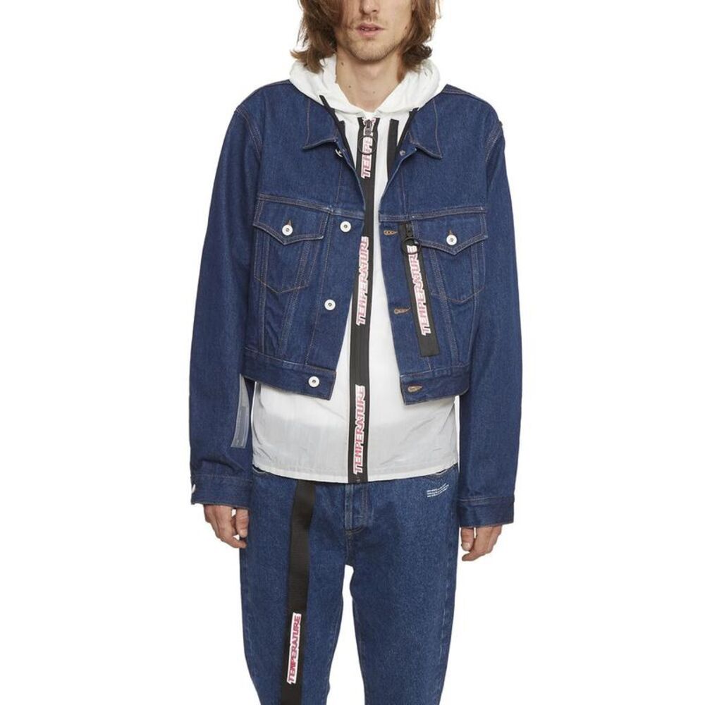 OFF-WHITE Men's Denim Jacket with Graphic Detail Men BLUE Underwear